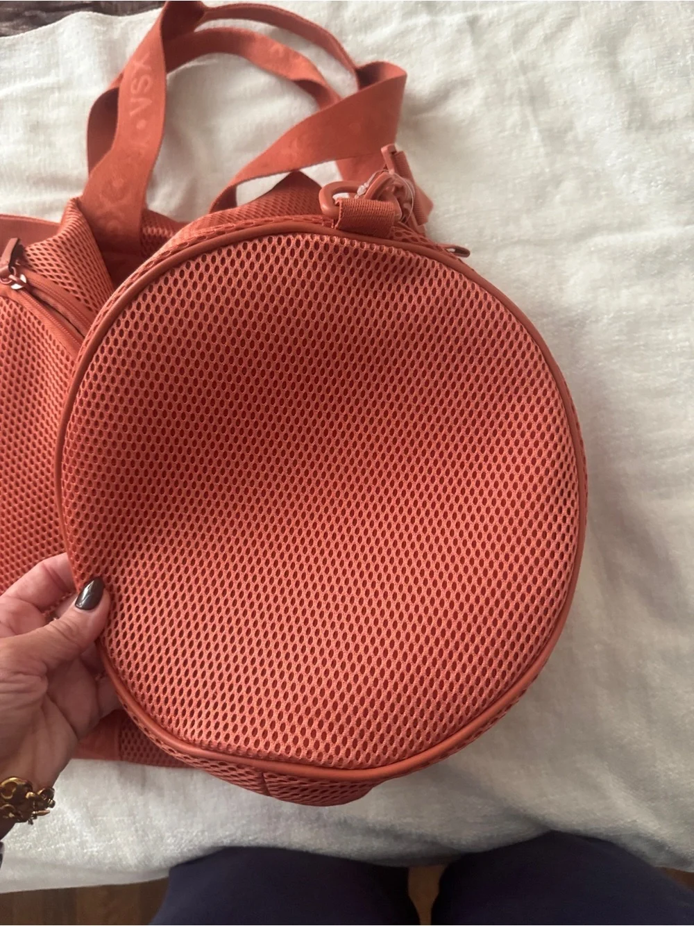 VSX Coral Mesh Duffel Bag in Coral